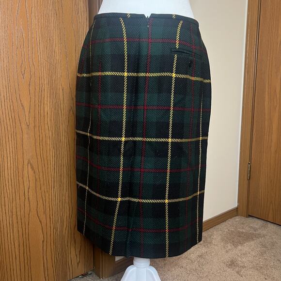 Vtg 90s Wool Blazer & Skirt 2-Pc Suit Size 10 Plaid Academia Professor Holiday - Picture 12 of 16